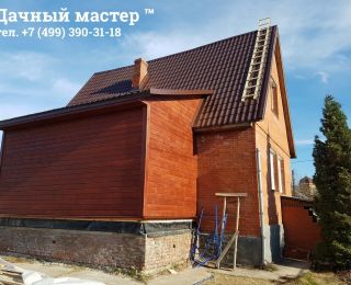 Каркасная пристройка. Общий вид снаружи. Каркасная пристройка. Общий вид снаружи.